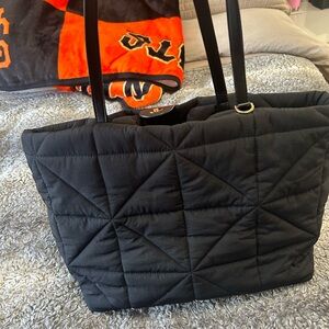 Black Quilted Tote Bag